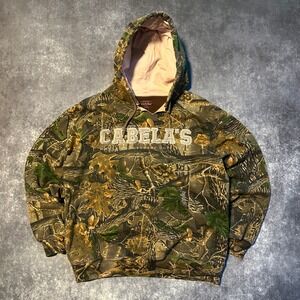 Vintage RealTree Camo Hoodie Pullover Hooded Sweatshirt Womens M Cabelas